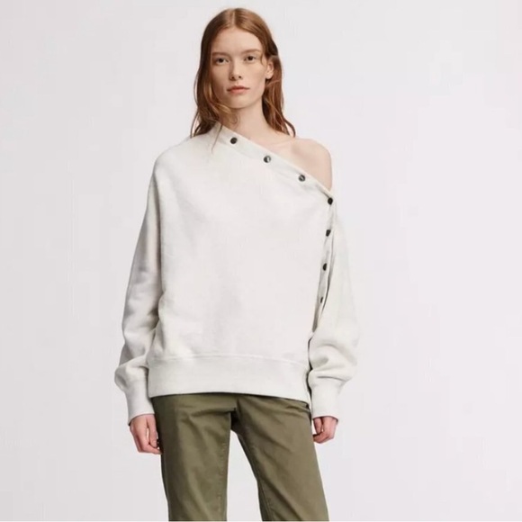 rag & bone Tops - rag & bone New York Kate Gray Modular Green Snap Sweatshirt Size Small Women’s